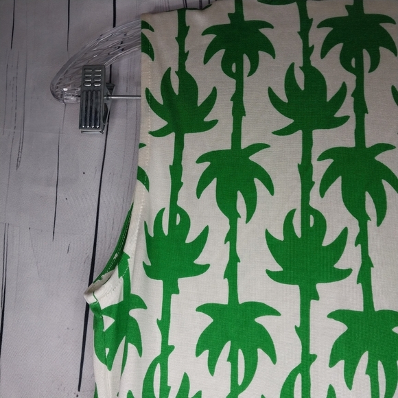 Diane Von Furstenberg Green Palm Sleeveless Yahzi Silk Jersey Wrap Dress - Picture 13 of 13